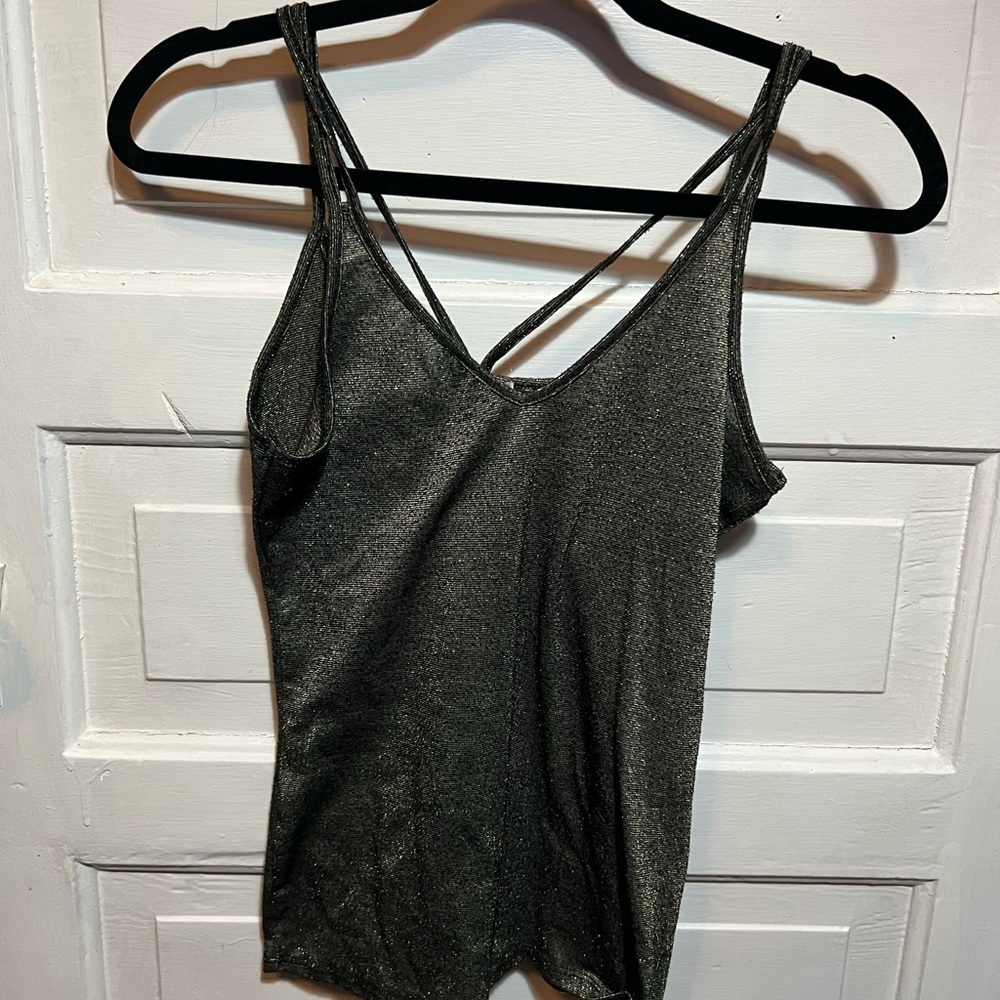 Metallic Strappy Tank Top